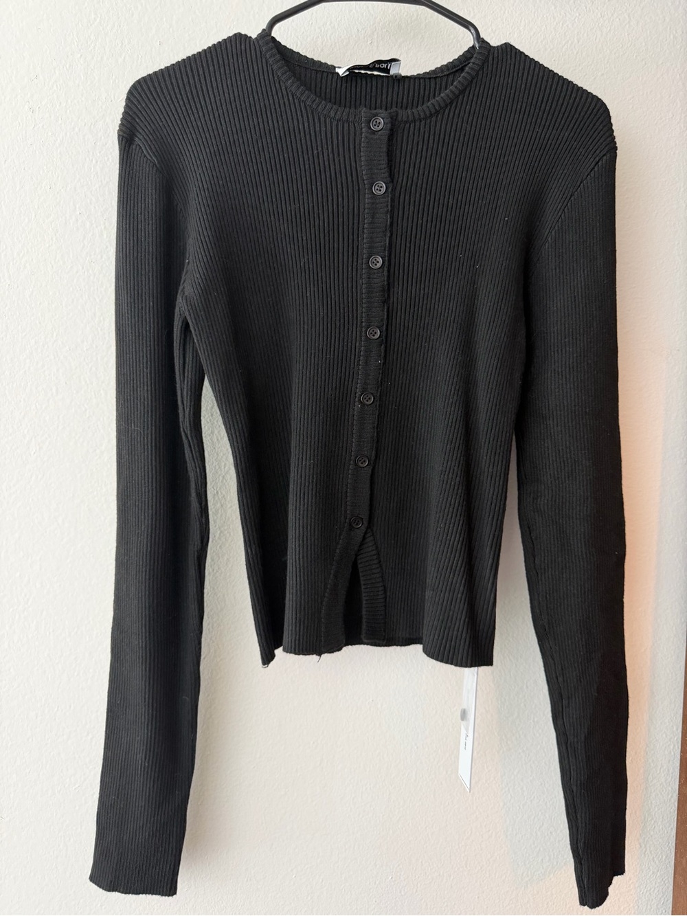 NWT Princess Polly Black Ribbed Button-Up Cardigan